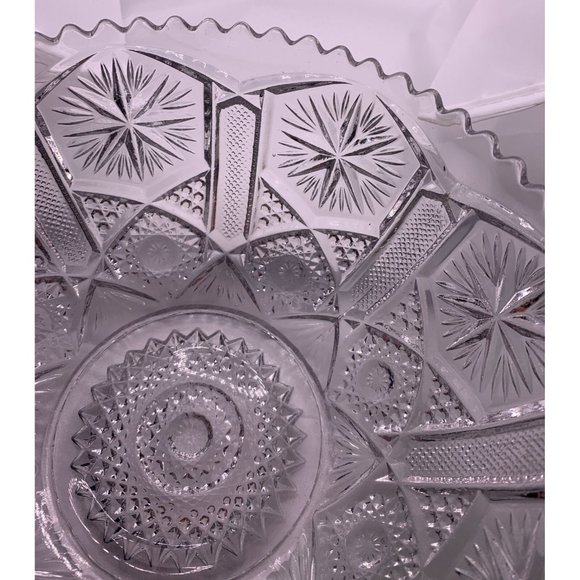 Clear Pressed Glass Serving Dish Bowl Sawtooth Edge - 7.75 " - Picture 4 of 6